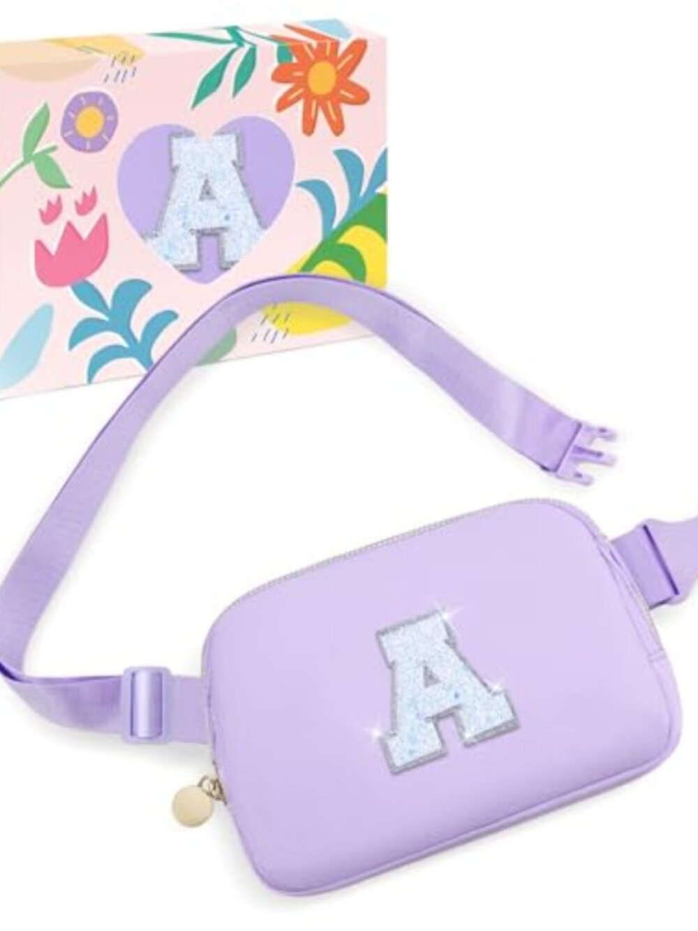 Purple Initial Belt Bag Crossbody Fanny Waist Pack Preppy Teen Girl Gift